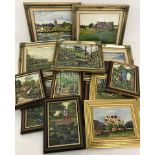 A collection of gilt framed oil on board by local artist I.A. Young, all depicting local scenes.