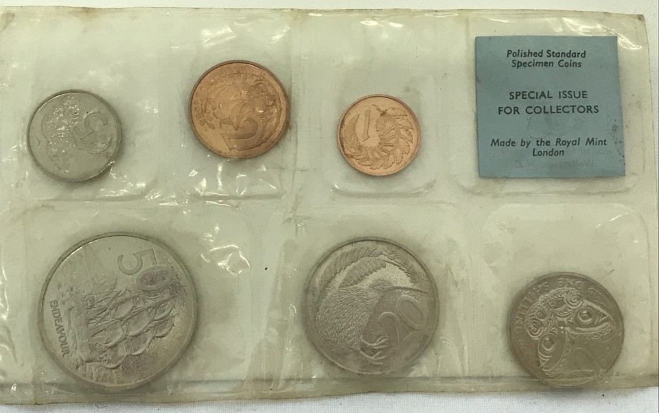 1968 New Zealand 6 coin set. Uncirculated. In original blister packing