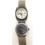 A 1940's Aviators watch by Elco on fabric strap with cased compass.