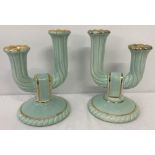 Pair of vintage French double candlesticks by Longwy.
