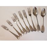 A collection of German 800 silver forks dessert and table spoons.