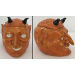 A Carlsbad Austria, ceramic humidor of a devils head.