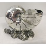 Large Victorian silver plated Nautilus (spoon warmer).