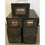 7 individual vintage metal industrial drawers.