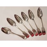 5 large 13 loth ( 812 ) German silver large fruit spoons.