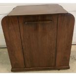 A Art Deco style telephone table/cabinet. Front opening door with shelves to side.