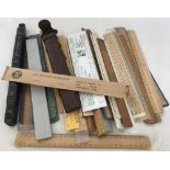 A collection of measuring Rules and rulers.