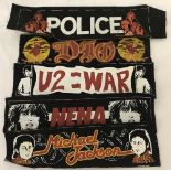 5 vintage musical artist cloth badges.