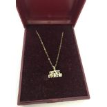 A 9ct gold Best Friend pendant on a very fine 9ct gold 18 inch belcher chain.