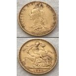 An 1892 Victoria old head Sovereign. Melbourne Mint. George & Dragon