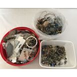 3 tubs of mixed costume jewellery, some in original packaging.