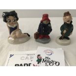 3 boxed Wade Limited Edition collectable ceramic figures with CoA's.