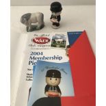 2 Limited Edition Wade ceramic collectable figures together with Official Wade club magazines.