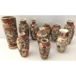 A collection of 10 x late 19th/early 20th century Japanese Satsuma vases.