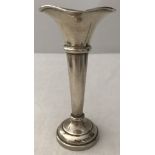 A small silver bud vase with fluted top. Hallmarked Birmingham 1971.