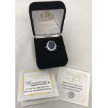A boxed Bradford Exchange " Royal Inspiration" 925 silver and Diamonesk dress ring.