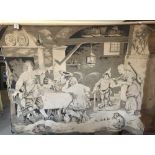 A c18th/19th century large hanging tapestry depicting tavern scene with travelling minstrels.