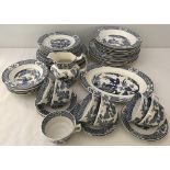 A quantity of blue and white tea and dinner ware by Wood & Sons in " Yuan " pattern.