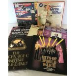 A box of vintage vinyl big band & dance band box sets.