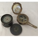 2 reproduction Gimbal compasses. Both with brass cases.