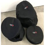 A set of 3 soft drum protector zip up cases by Gator.