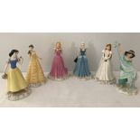 A set of 6 boxed Royal Doulton ceramic Walt Disney Showcase collection princess figurines.
