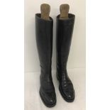 A pair of men's vintage leather riding / Jack boots with wooden trees.