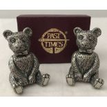 A boxed Past Times pewter Teddy Bear salt & pepper cruet.