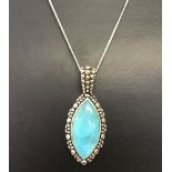 A 925 silver necklace set with turquoise stone.