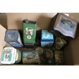 A quantity of assorted vintage tins to include tobacco tins, oil tins & biscuit tins.