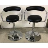 2 modern black faux leather & chrome bar / breakfast bar stools.