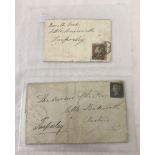 Victorian Penny black & Penny red stamps on original envelopes.