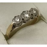 18ct gold diamond trilogy ring.