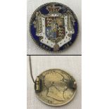 1834 enamelled William IV half crown coin brooch.