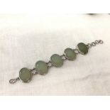 A 925 silver and green chalcedony bracelet.