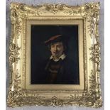 After Rembrandt - oil on wood panel of a Gentleman in a beret.