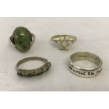 4 silver dress rings.