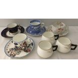 A collection of 19th century cups & saucers.