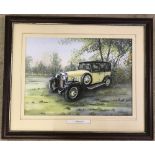 Peter Welch - (c20th East Anglian wildlife artist) - watercolour Vintage Sunbeam Talbot car.