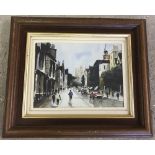 Peter Welch - (c20th East Anglian wildlife artist) - (attrib.) watercolour - Street scene.