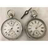 A 925 hallmarked silver cased top winding chronograph pocket watch.