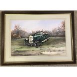 Peter Welch - (c20th East Anglian wildlife artist) watercolour - Vintage Bentley 1440 car.