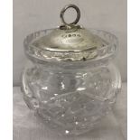 Silver top glass preserve jar. Birmingham 1926/27.