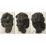 Joan Sherwood (Norfolk artist) cast metal sculpture of a woman's head.