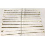 10 silver gilt decorative chain bracelets. All marked 925 Italy.