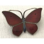 Norwegian 930 silver enamelled butterfly brooch by Marius Hammer (1847-1927).