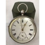 Silver English pocket watch with Dennison case.