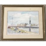 Hugh Davidson Framed and glazed watercolour of a river scene.