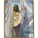 Krys Leach - oil on canvas nude 'Chiffon IX'.