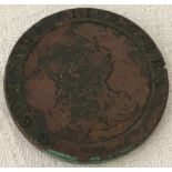 A 1797 George III penny.